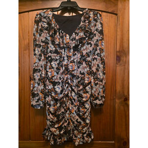 Women's Cupshe Black Floral Long Sleeve Dress XS